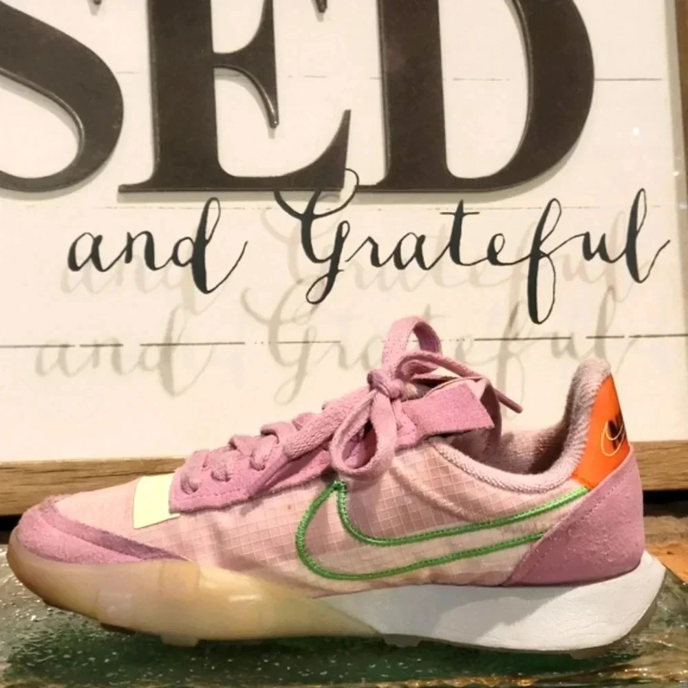 Nike Waffle Racer 2X Pink Green Wmns Sz 6 #CK6647 601